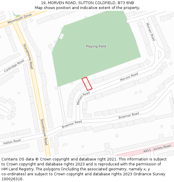 19, MORVEN ROAD, SUTTON COLDFIELD, B73 6NB: Location map and indicative extent of plot