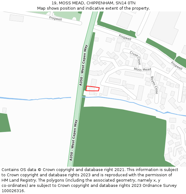 19, MOSS MEAD, CHIPPENHAM, SN14 0TN: Location map and indicative extent of plot