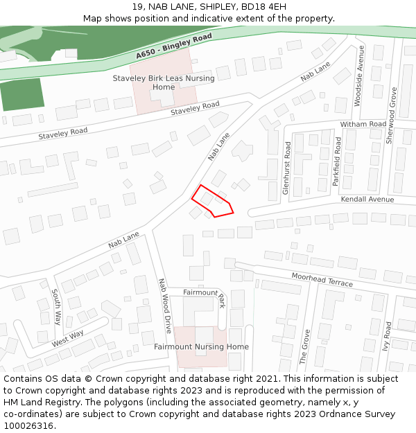 19, NAB LANE, SHIPLEY, BD18 4EH: Location map and indicative extent of plot