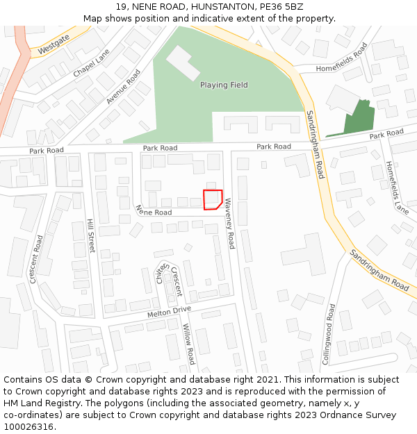 19, NENE ROAD, HUNSTANTON, PE36 5BZ: Location map and indicative extent of plot