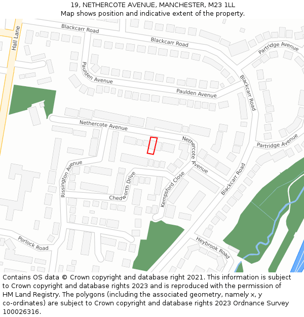 19, NETHERCOTE AVENUE, MANCHESTER, M23 1LL: Location map and indicative extent of plot
