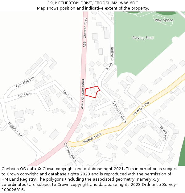 19, NETHERTON DRIVE, FRODSHAM, WA6 6DG: Location map and indicative extent of plot