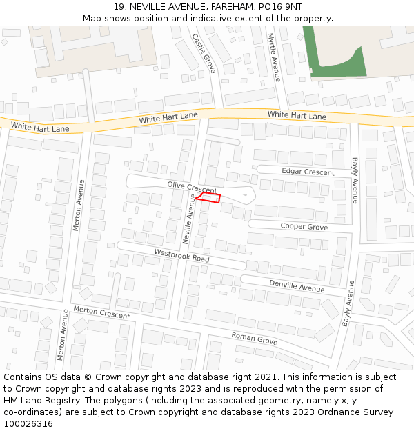 19, NEVILLE AVENUE, FAREHAM, PO16 9NT: Location map and indicative extent of plot