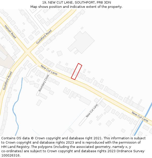 19, NEW CUT LANE, SOUTHPORT, PR8 3DN: Location map and indicative extent of plot