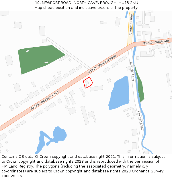 19, NEWPORT ROAD, NORTH CAVE, BROUGH, HU15 2NU: Location map and indicative extent of plot
