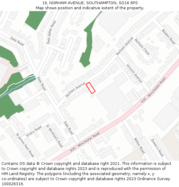 19, NORHAM AVENUE, SOUTHAMPTON, SO16 6PS: Location map and indicative extent of plot