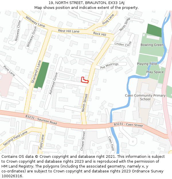 19, NORTH STREET, BRAUNTON, EX33 1AJ: Location map and indicative extent of plot