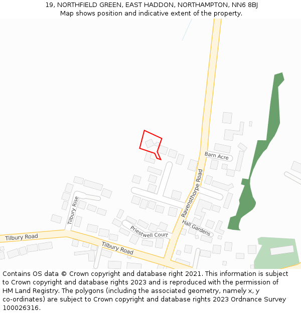 19, NORTHFIELD GREEN, EAST HADDON, NORTHAMPTON, NN6 8BJ: Location map and indicative extent of plot