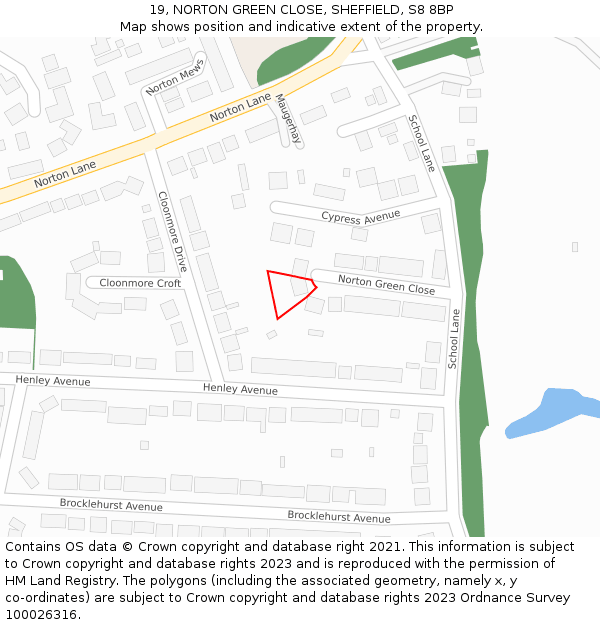 19, NORTON GREEN CLOSE, SHEFFIELD, S8 8BP: Location map and indicative extent of plot