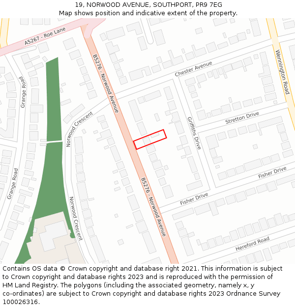 19, NORWOOD AVENUE, SOUTHPORT, PR9 7EG: Location map and indicative extent of plot