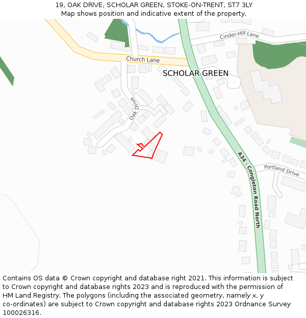 19, OAK DRIVE, SCHOLAR GREEN, STOKE-ON-TRENT, ST7 3LY: Location map and indicative extent of plot