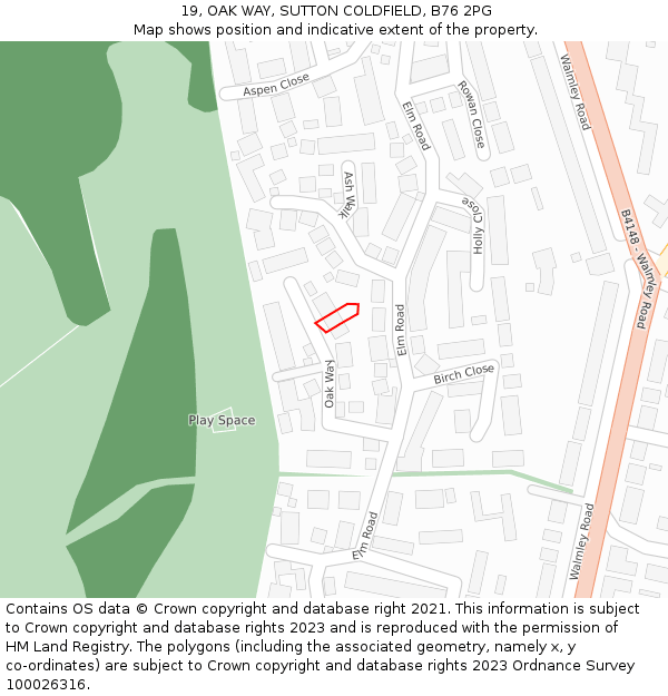 19, OAK WAY, SUTTON COLDFIELD, B76 2PG: Location map and indicative extent of plot