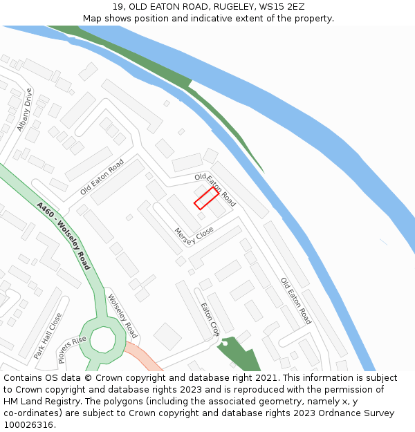 19, OLD EATON ROAD, RUGELEY, WS15 2EZ: Location map and indicative extent of plot