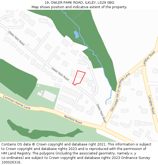 19, OWLER PARK ROAD, ILKLEY, LS29 0BG: Location map and indicative extent of plot