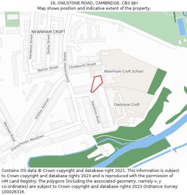 19, OWLSTONE ROAD, CAMBRIDGE, CB3 9JH: Location map and indicative extent of plot