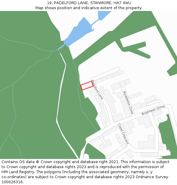 19, PADELFORD LANE, STANMORE, HA7 4WU: Location map and indicative extent of plot