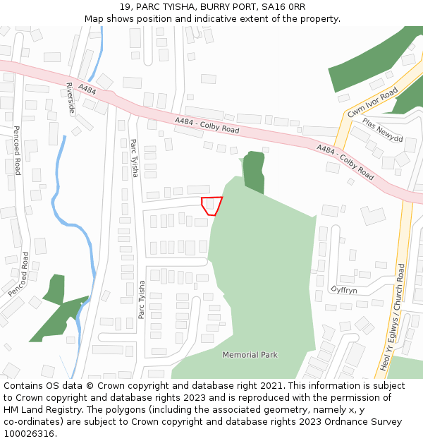 19, PARC TYISHA, BURRY PORT, SA16 0RR: Location map and indicative extent of plot