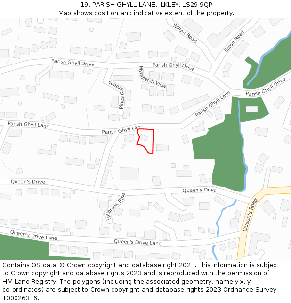 19, PARISH GHYLL LANE, ILKLEY, LS29 9QP: Location map and indicative extent of plot