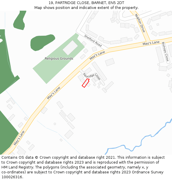 19, PARTRIDGE CLOSE, BARNET, EN5 2DT: Location map and indicative extent of plot