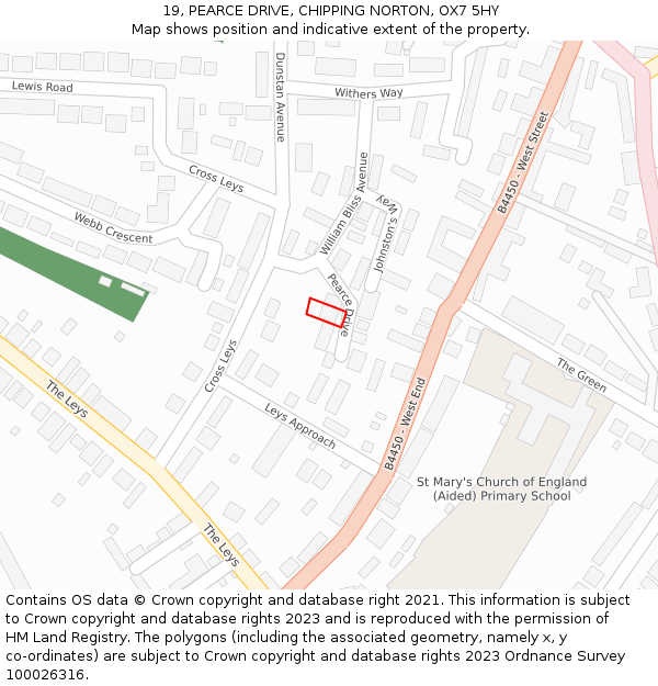 19, PEARCE DRIVE, CHIPPING NORTON, OX7 5HY: Location map and indicative extent of plot