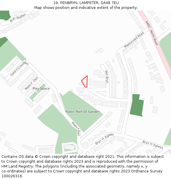 19, PENBRYN, LAMPETER, SA48 7EU: Location map and indicative extent of plot