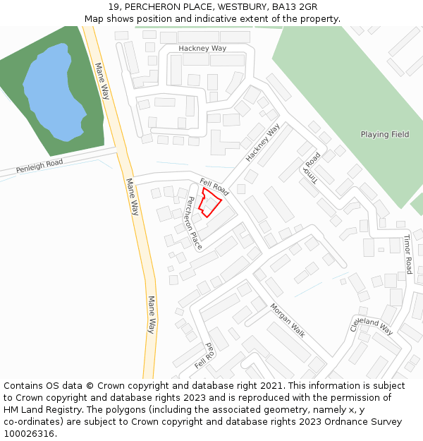 19, PERCHERON PLACE, WESTBURY, BA13 2GR: Location map and indicative extent of plot