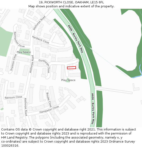 19, PICKWORTH CLOSE, OAKHAM, LE15 6FL: Location map and indicative extent of plot