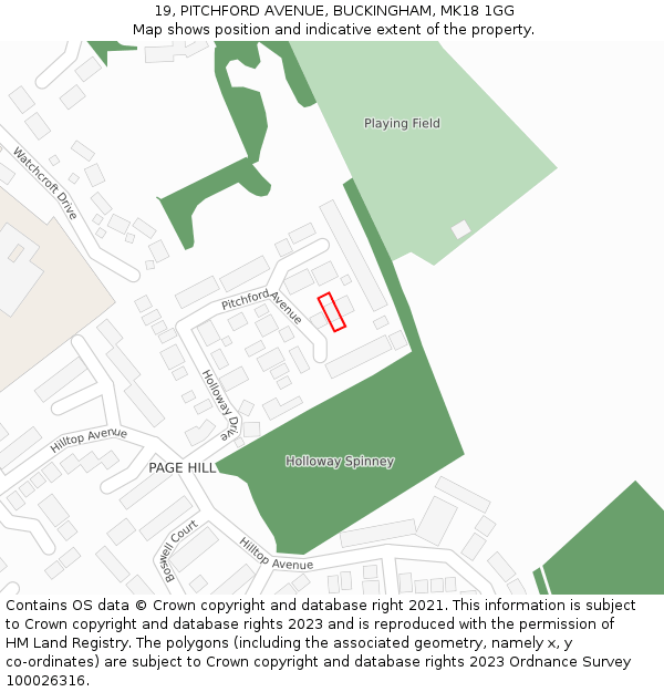 19, PITCHFORD AVENUE, BUCKINGHAM, MK18 1GG: Location map and indicative extent of plot