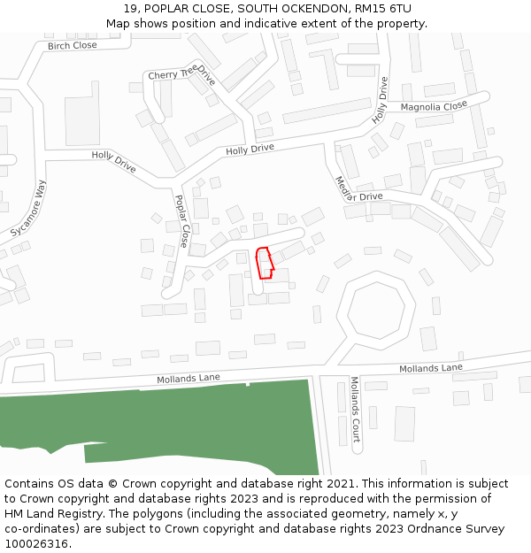 19, POPLAR CLOSE, SOUTH OCKENDON, RM15 6TU: Location map and indicative extent of plot