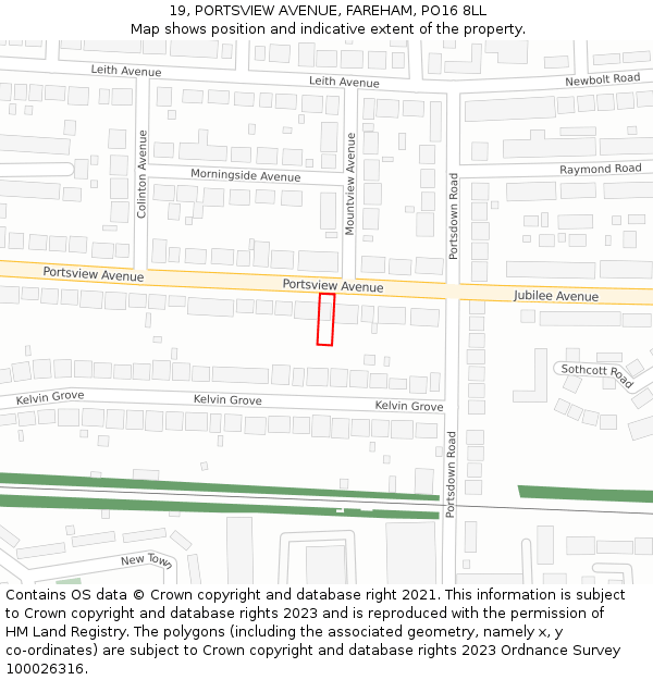 19, PORTSVIEW AVENUE, FAREHAM, PO16 8LL: Location map and indicative extent of plot