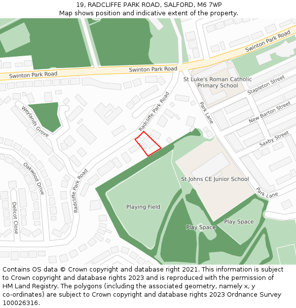 19, RADCLIFFE PARK ROAD, SALFORD, M6 7WP: Location map and indicative extent of plot