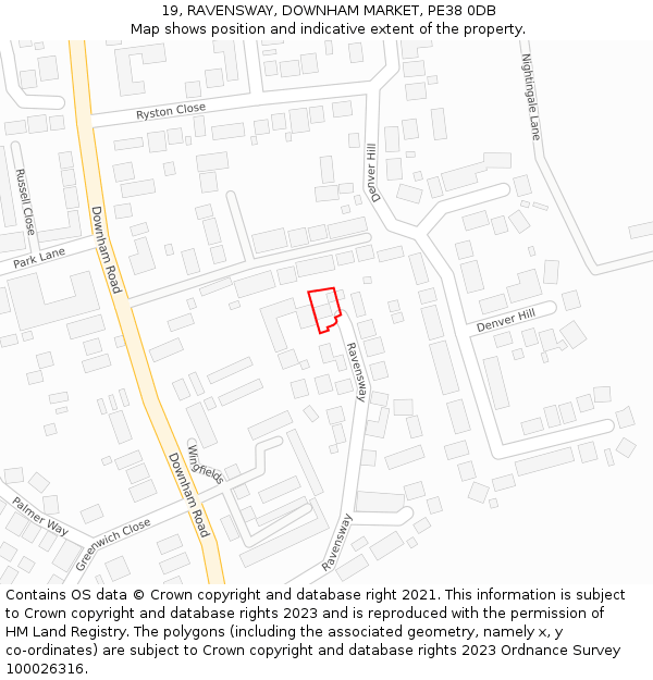 19, RAVENSWAY, DOWNHAM MARKET, PE38 0DB: Location map and indicative extent of plot