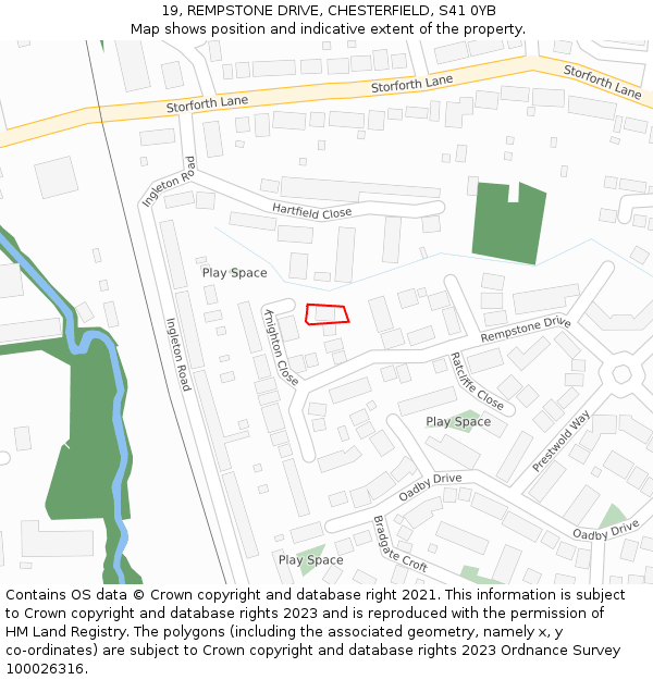 19, REMPSTONE DRIVE, CHESTERFIELD, S41 0YB: Location map and indicative extent of plot