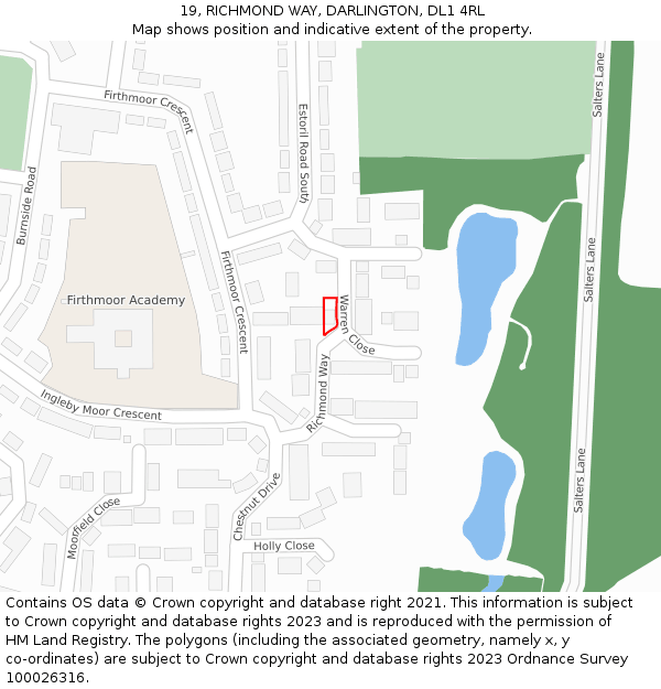 19, RICHMOND WAY, DARLINGTON, DL1 4RL: Location map and indicative extent of plot