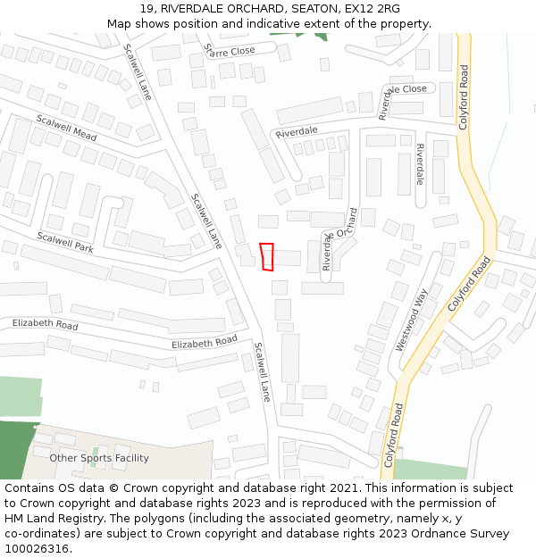 19, RIVERDALE ORCHARD, SEATON, EX12 2RG: Location map and indicative extent of plot