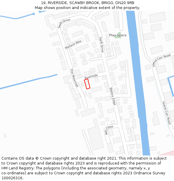 19, RIVERSIDE, SCAWBY BROOK, BRIGG, DN20 9RB: Location map and indicative extent of plot