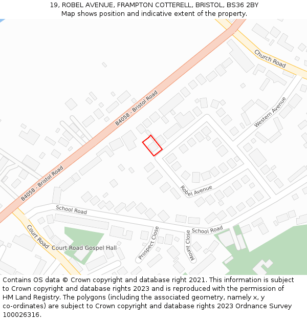 19, ROBEL AVENUE, FRAMPTON COTTERELL, BRISTOL, BS36 2BY: Location map and indicative extent of plot