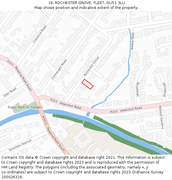 19, ROCHESTER GROVE, FLEET, GU51 3LU: Location map and indicative extent of plot