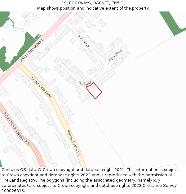 19, ROCKWAYS, BARNET, EN5 3JJ: Location map and indicative extent of plot