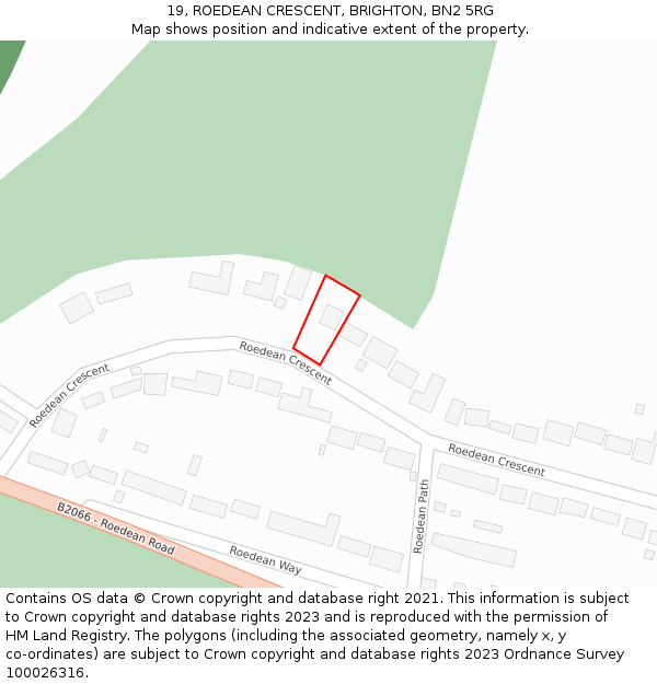 19, ROEDEAN CRESCENT, BRIGHTON, BN2 5RG: Location map and indicative extent of plot