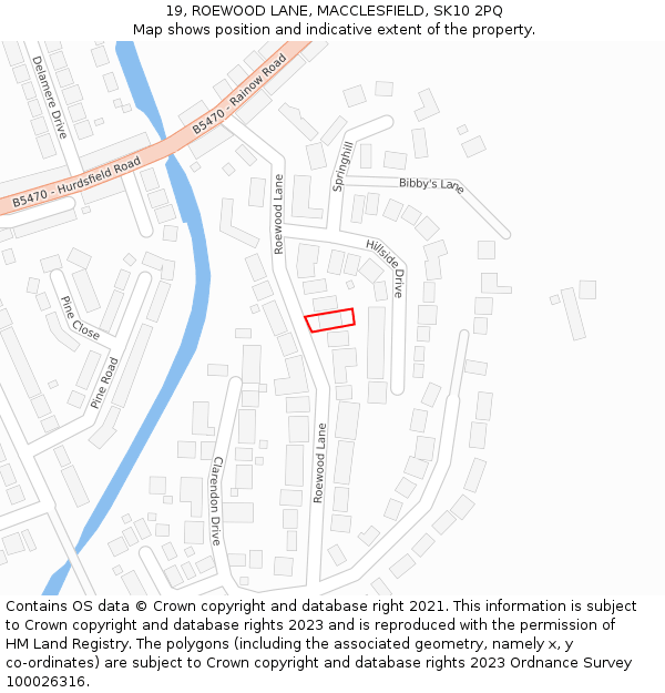 19, ROEWOOD LANE, MACCLESFIELD, SK10 2PQ: Location map and indicative extent of plot