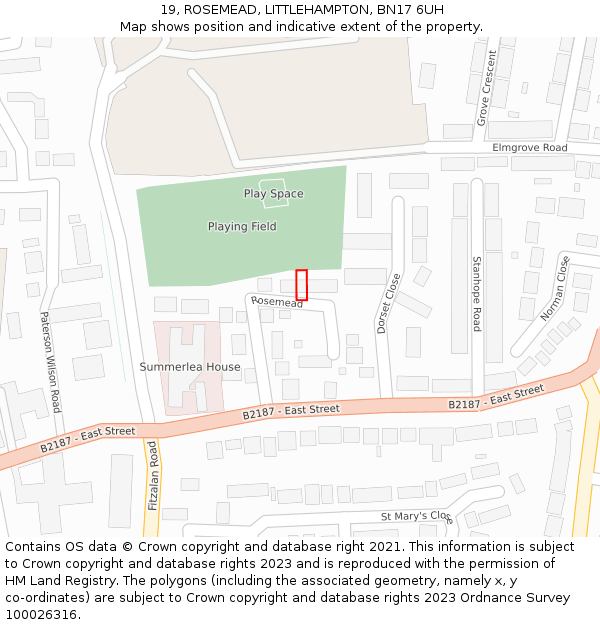 19, ROSEMEAD, LITTLEHAMPTON, BN17 6UH: Location map and indicative extent of plot