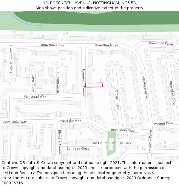 19, ROSENEATH AVENUE, NOTTINGHAM, NG5 5DJ: Location map and indicative extent of plot