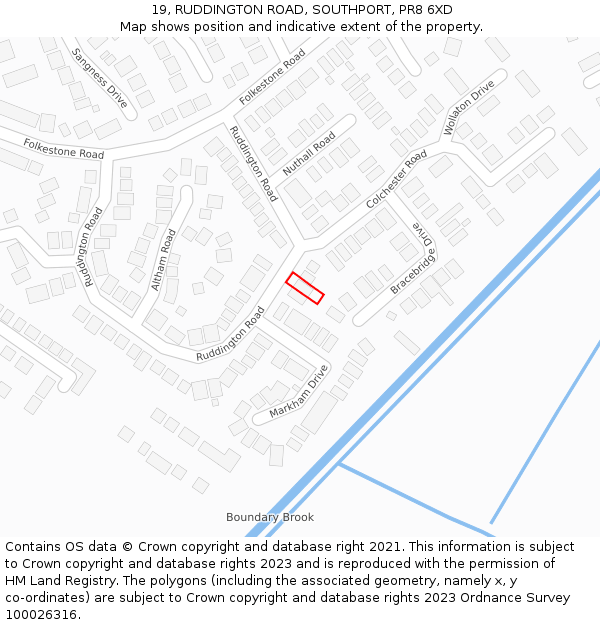 19, RUDDINGTON ROAD, SOUTHPORT, PR8 6XD: Location map and indicative extent of plot