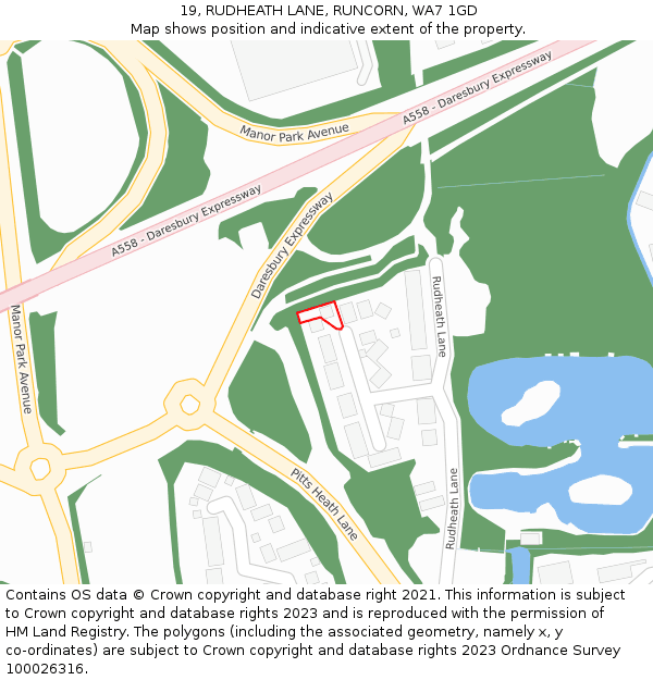 19, RUDHEATH LANE, RUNCORN, WA7 1GD: Location map and indicative extent of plot