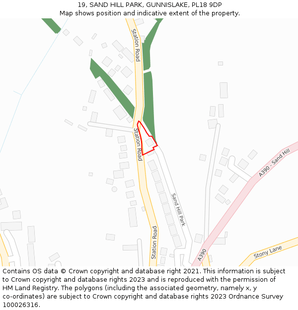 19, SAND HILL PARK, GUNNISLAKE, PL18 9DP: Location map and indicative extent of plot