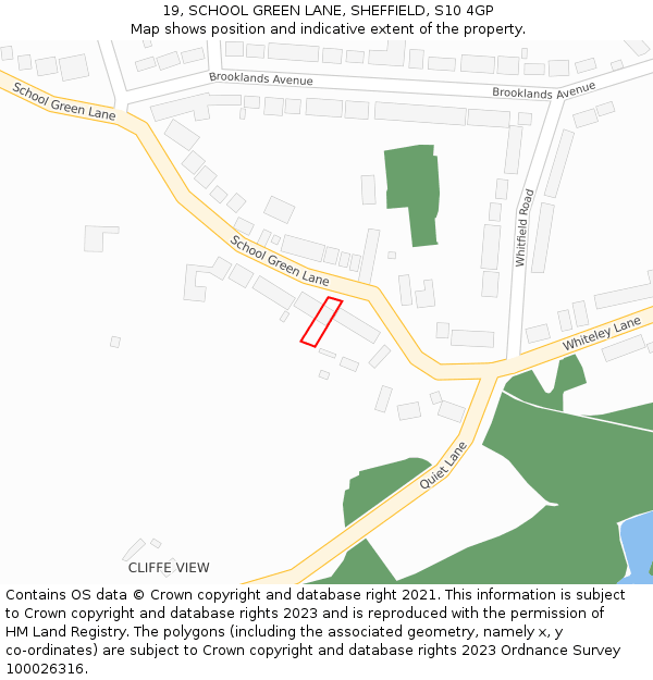 19, SCHOOL GREEN LANE, SHEFFIELD, S10 4GP: Location map and indicative extent of plot