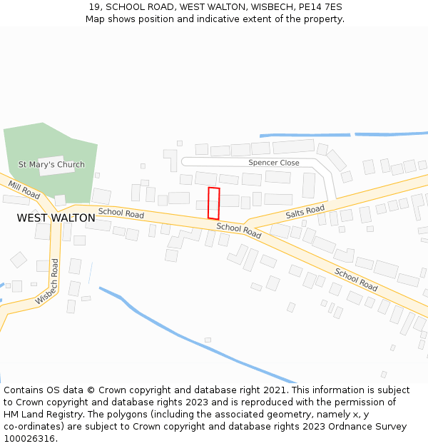 19, SCHOOL ROAD, WEST WALTON, WISBECH, PE14 7ES: Location map and indicative extent of plot