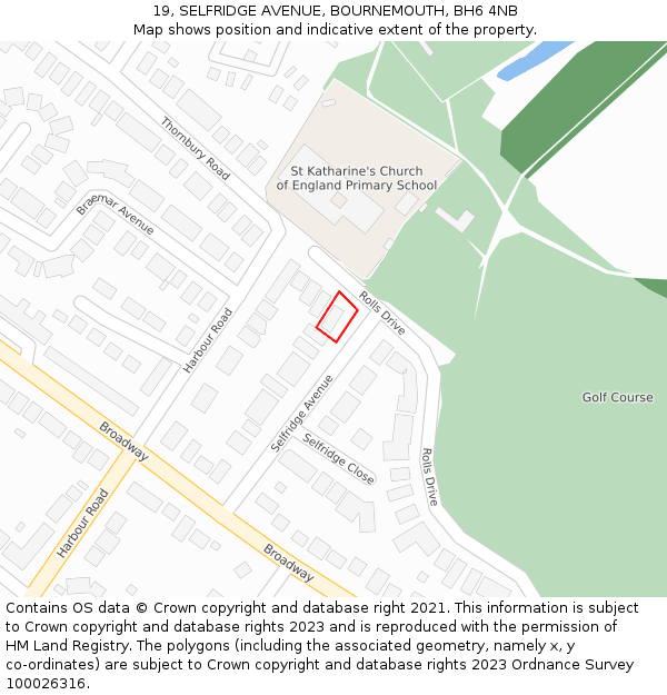 19, SELFRIDGE AVENUE, BOURNEMOUTH, BH6 4NB: Location map and indicative extent of plot
