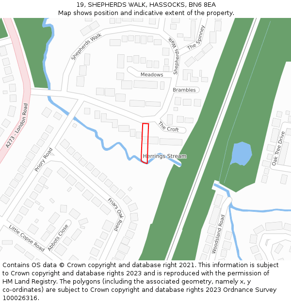 19, SHEPHERDS WALK, HASSOCKS, BN6 8EA: Location map and indicative extent of plot